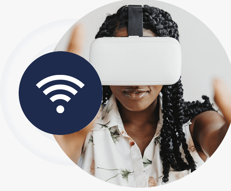 Person using modern wireless internet technology